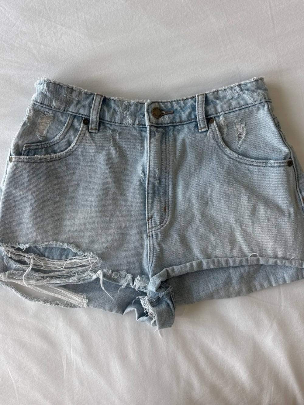 ROLLA'S Light Blue Distressed Denim Shorts